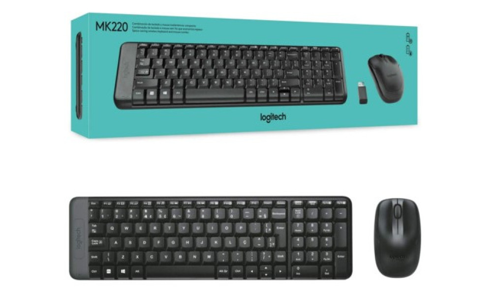 Combo Teclado e Mouse Sem Fio Logitech MK220 USB	