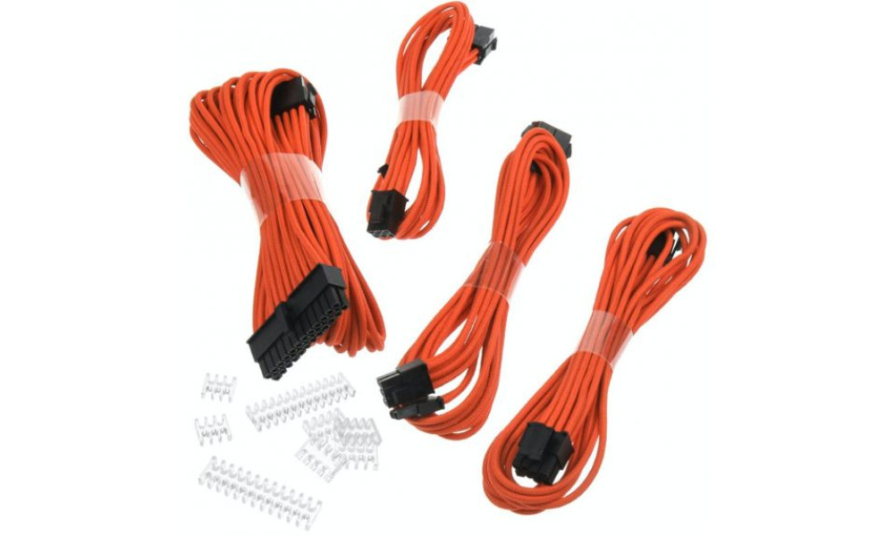 KIT Conector Cabo Sleeved Para Computador (Azul/Preto) (Laranja/Preto)