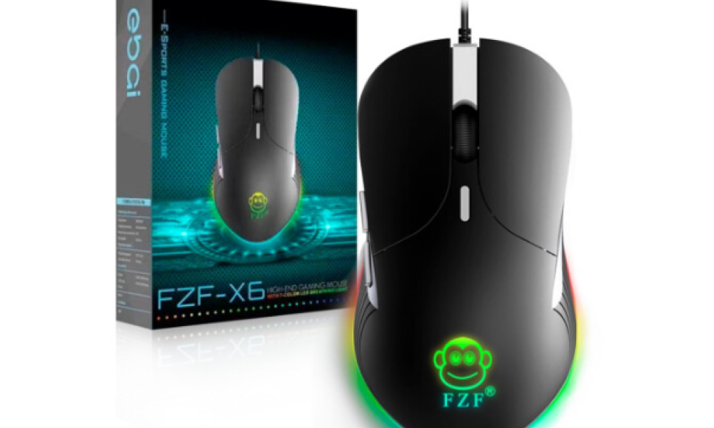 Mouse Gamer USB com Led RGB 3200DPI EBAI-FZF-X6