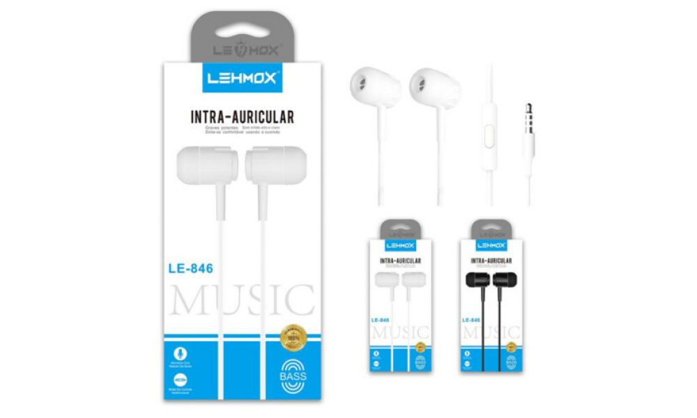 FONE DE OUVIDO AURICULAR COM MICROFONE LEHMOX - LE-846