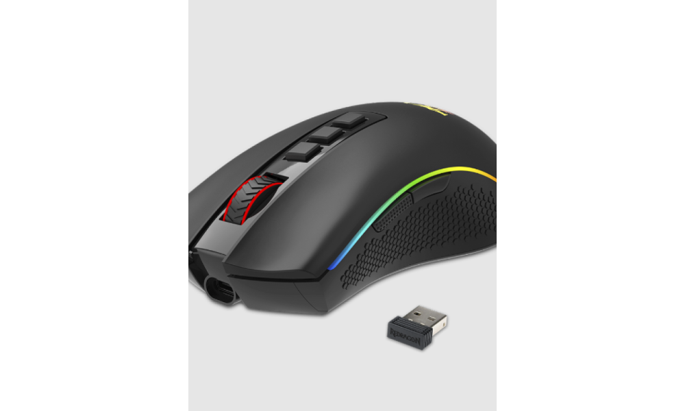 Mouse Gamer Redragon Cobra Pro RGB, Wireless, Sem Fio, 16000 DPI, 8 Botões Programáveis, Black, M711-PRO