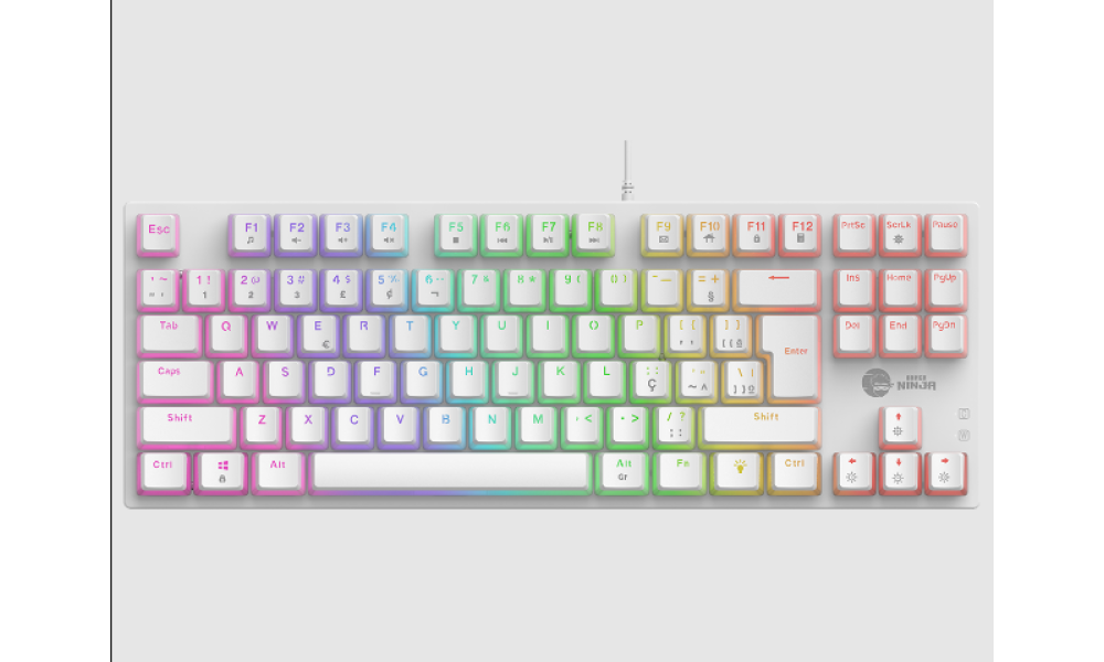 Teclado Mecânico Gamer Ninja Leap Pudim , Switch Blue, Rainbow, ABNT2, White