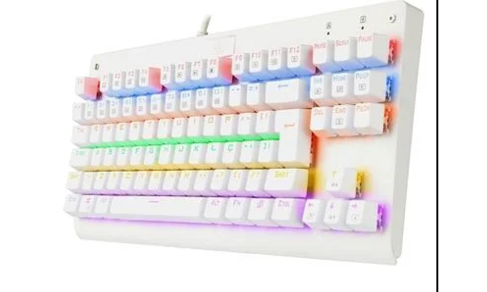 Teclado Mecânico Gamer Redragon Dark Avanger, Rainbow, Switch Red, ABNT2, Branco Lunar White - K568W-R (PT-RED)