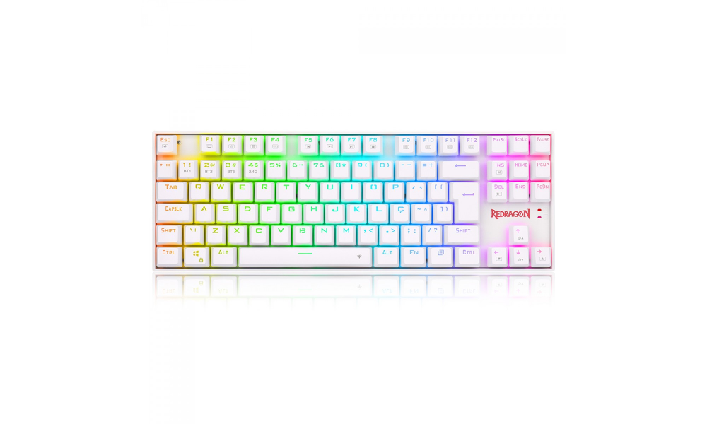 Teclado Mecânico Gamer Redragon Kumara Pro, Wireless, RGB, Switch Black, ABNT2, White, K552RGB-BRS-W PT-BLACK