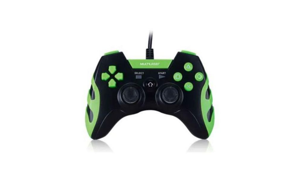 Controle Gamer Multilaser Com Fio, PS3 / PC, Preto / Verde - JS091