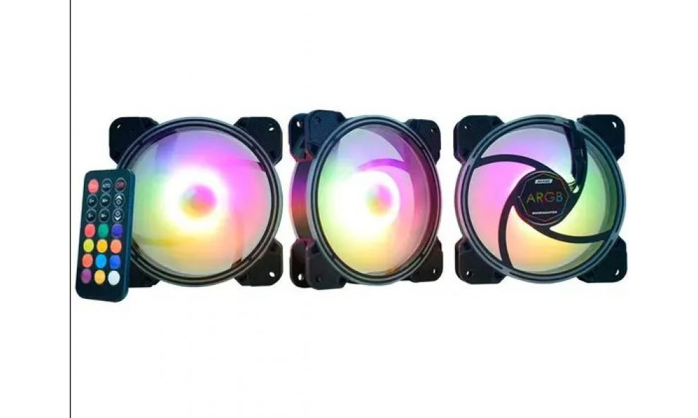 Kit Cooler K-Mex AK-AAE1 ARGB c/ 3 fans 120x120x25CM + Controle Remoto - AKAAE13XARP6BOX