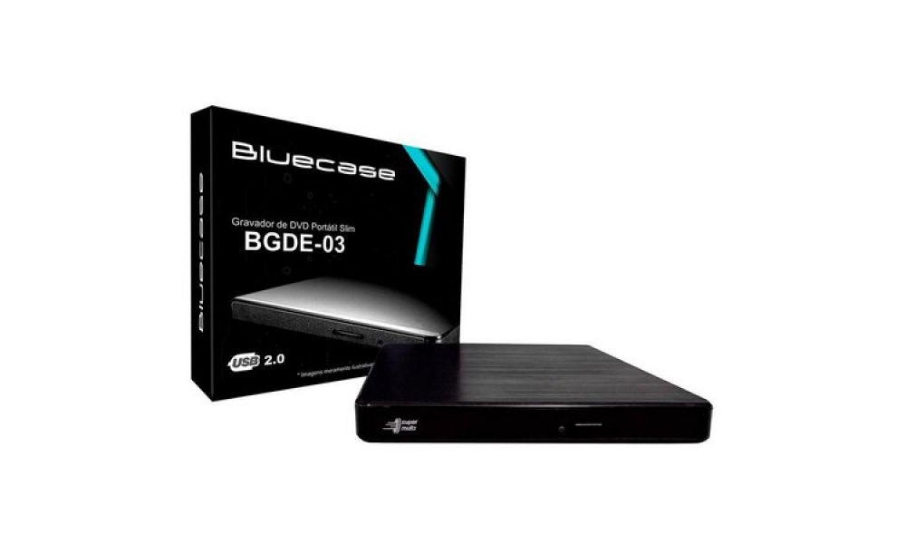 Gravador de DVD Externo Slim Bluecase - USB 2.0