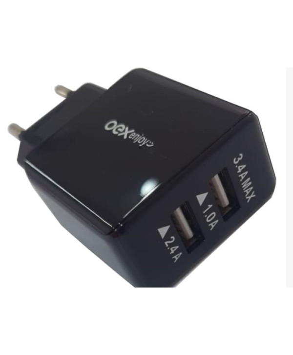 Carregador Parede C/ 2 Usb Cg-201 Preto - Oex