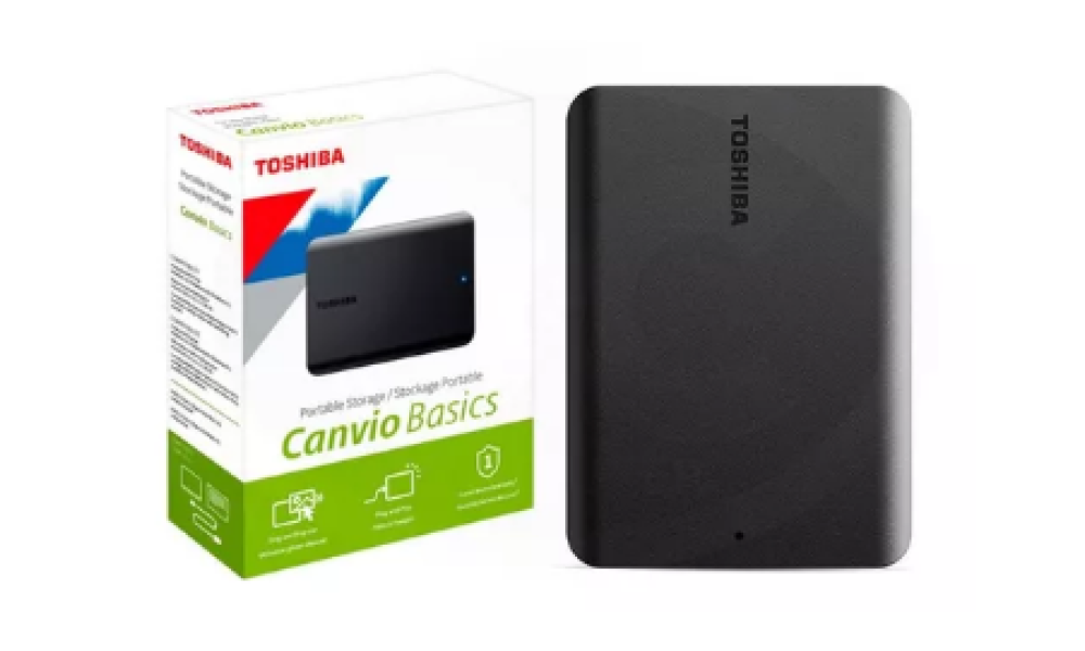 HD Externo Toshiba Disco rígido externo Portátil USB 3.0 Toshiba Canvio Basics HDTB510XK3AA 1TB