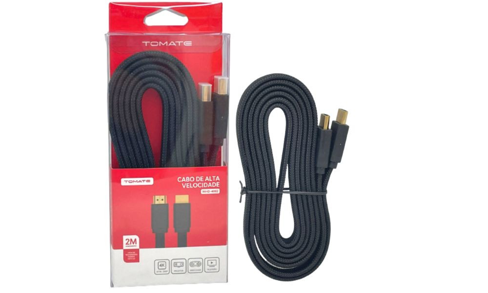 Cabo HDMI + HDMI 4K 2M MHD-4002 - Tomate