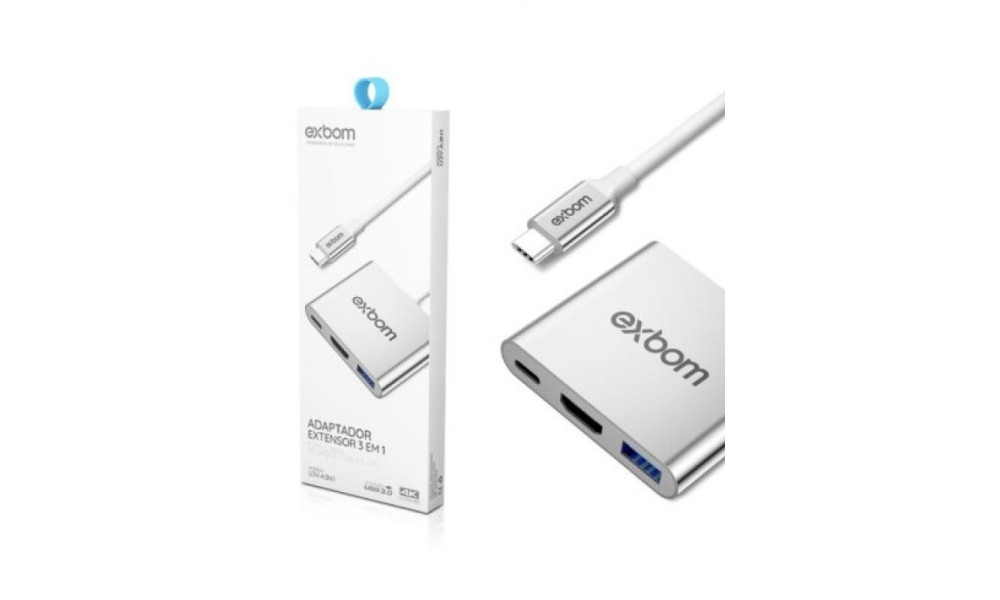 Adaptador De Vídeo Tipo-C para HD 3 EM 1 PD/HDMI/USB 3.0 - U3VA3N1