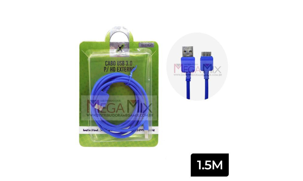 Cabo Sata 3.0 1.5m Azul X-Cell XC-CD-42 Sata para HD