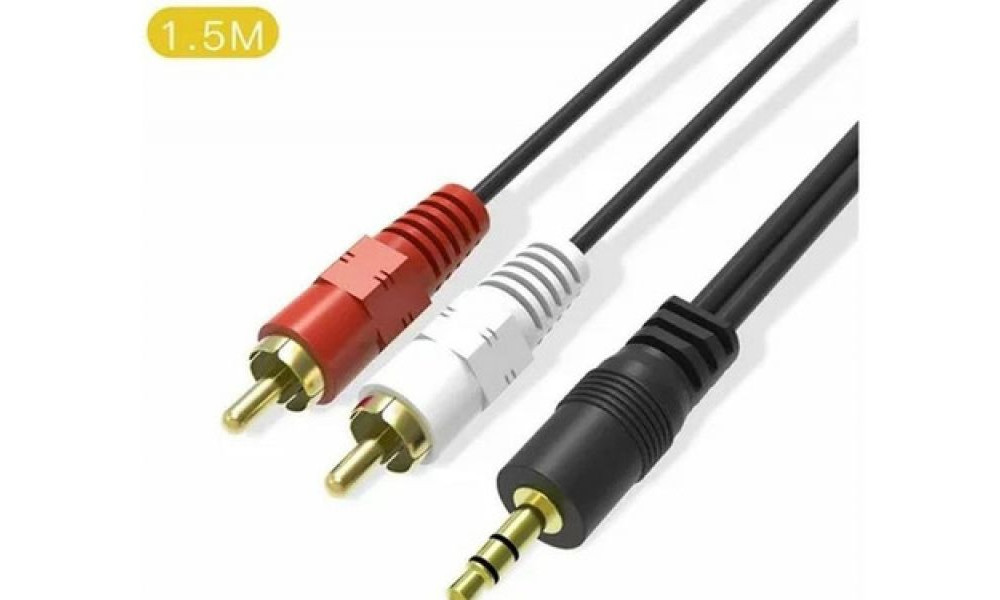 Cabo Auxiliar RCA x P2 3.5mm 1,5m Estereo Ponta Dourada Exbom - CBX - A2RCA15