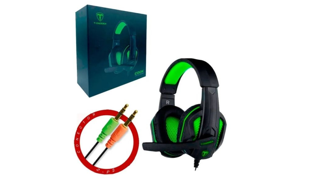 Headset Gamer T-Dagger Cook Preto E Verde T-Rgh100