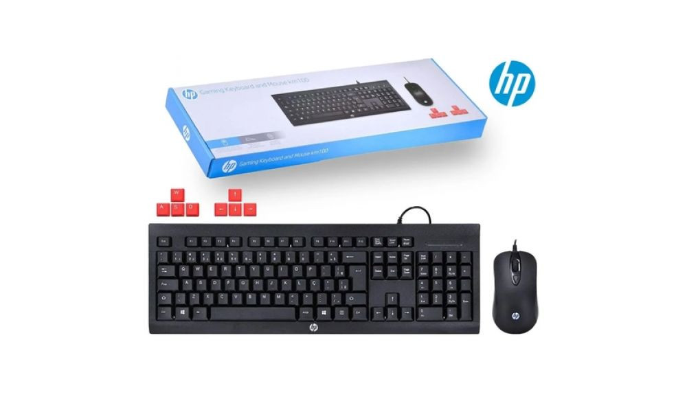 Kit Teclado e Mouse HP Gamer KM100 Black - 30652