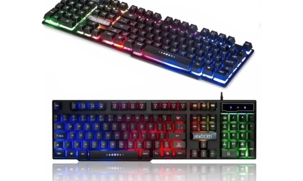 Teclado Semi-Mecânico Multimídia Com Iluminação RGB ABNT2 Exbom 03859 - BK-151C