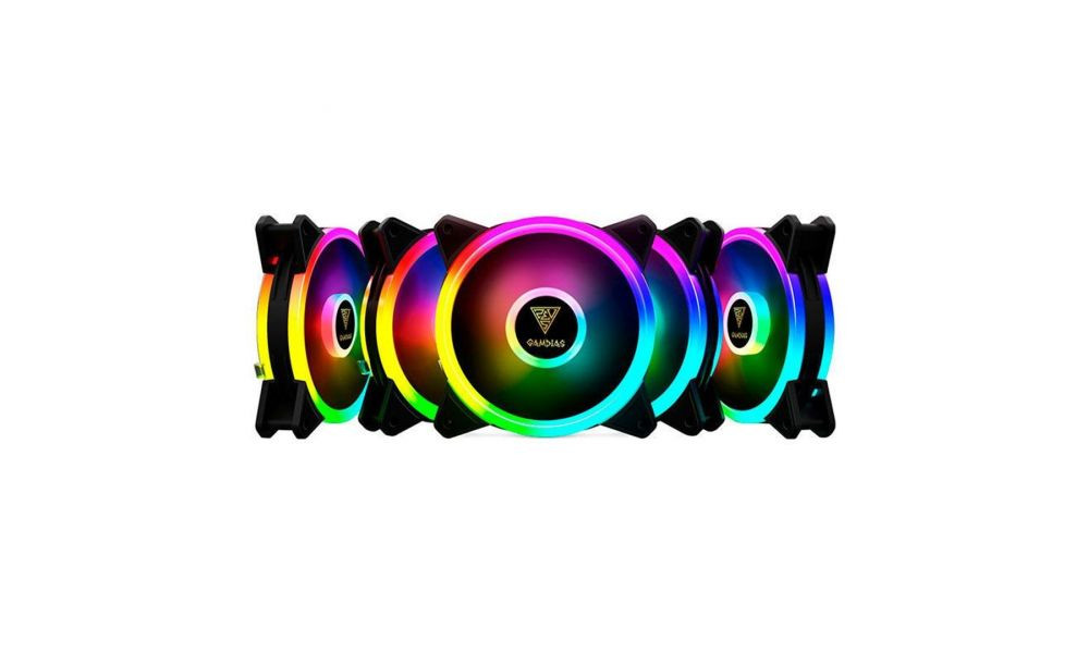 KIT VENTOINHA GAMDIAS AEOLUS M2 1205R RGB 5X120MM COM CONTROLE, M2-1205R (DEFEITO)