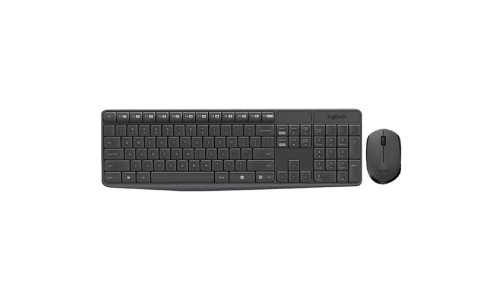 COMBO TECLADO E MOUSE SEM FIO LOGITECH MK235 CINZA