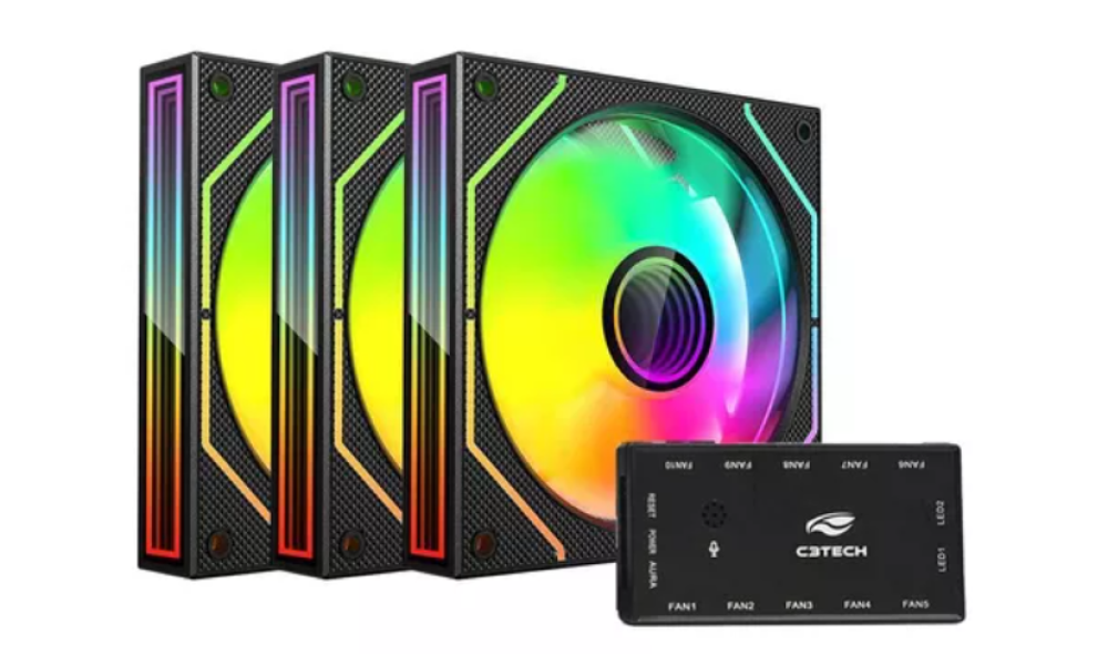Kit Cooler Fan F9-l650rgb C3tech Gaming
