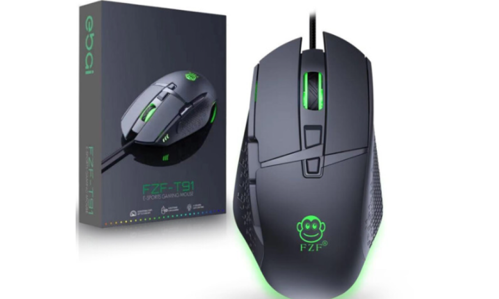 Mouse Gamer USB com Fio 8 botoes e iluminação LED-FZF-T91