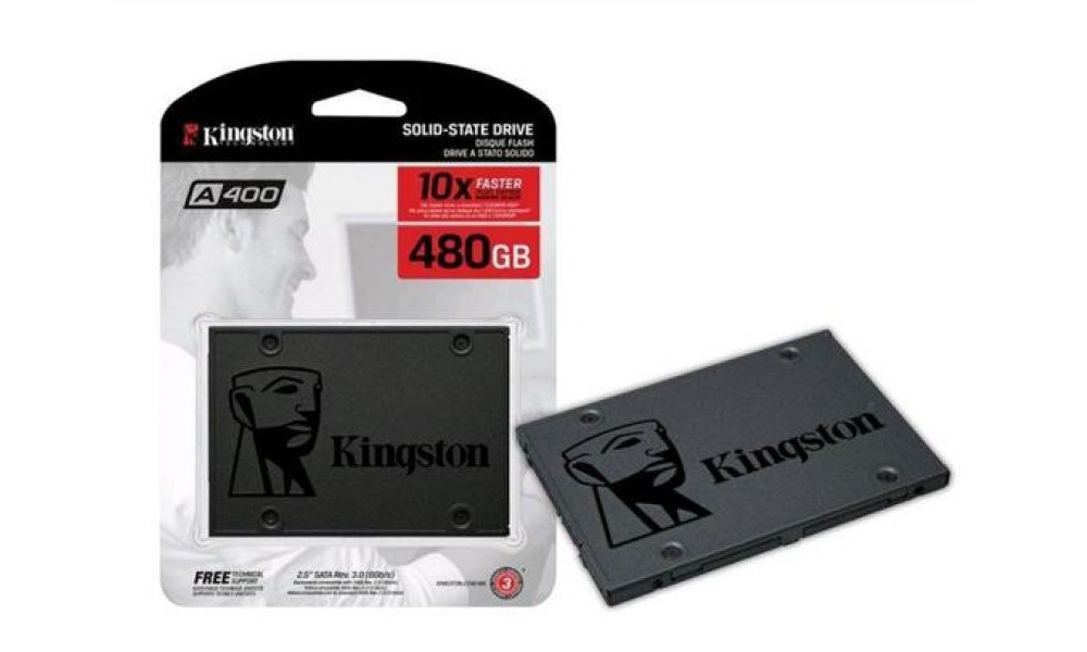 SSD Kingston A400, 480GB, SATA, Leitura 500MB/s, Gravação 450MB/s - SA400S37/480G