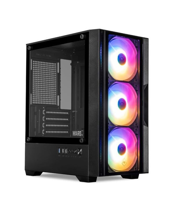 Gabinete Gamer Mancer Ward V3, Mini-Tower, Lateral de Vidro, Com 3 Fans, Preto