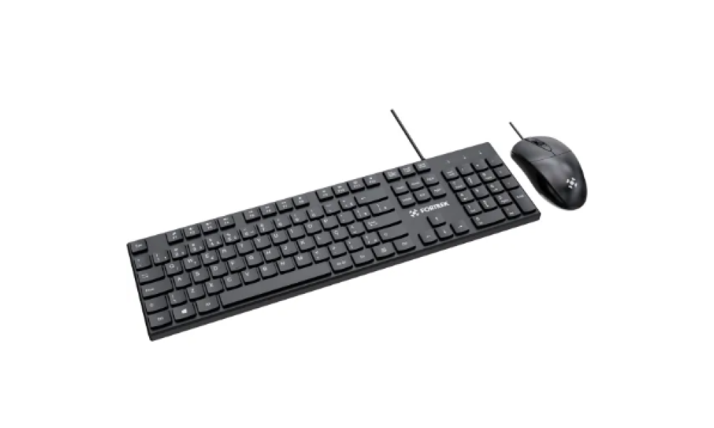 Kit Mouse e Teclado Fortrek C13 Office USB ABNT2 Preto