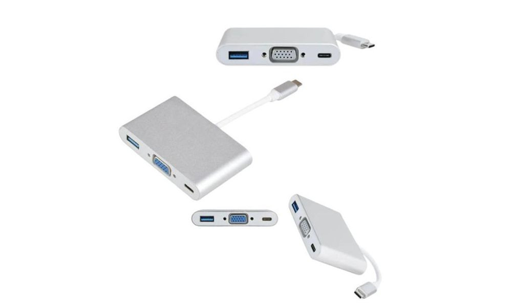 Adaptador 3 em 1 Tipo-C Para USB 3.0 VGA, Tipo-C - NCB-309
