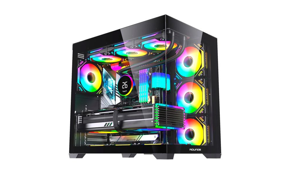 GABINETE GAMER R5 GENOS BLACK (ATX / AQUARIO / FRONTAL VIDRO / SEM FAN)