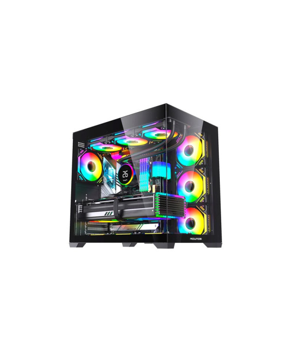 GABINETE GAMER R5 GENOS BLACK (ATX / AQUARIO / FRONTAL VIDRO / SEM FAN)