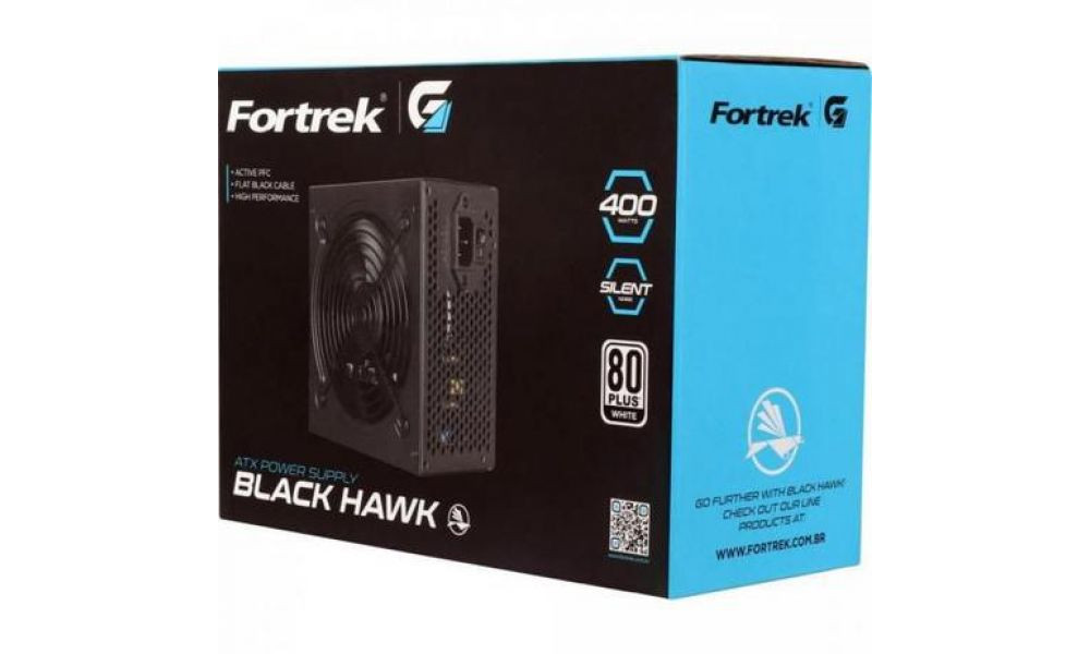 Fonte de Alimentação ATX 400W 80p White Fortrek Black Hawk