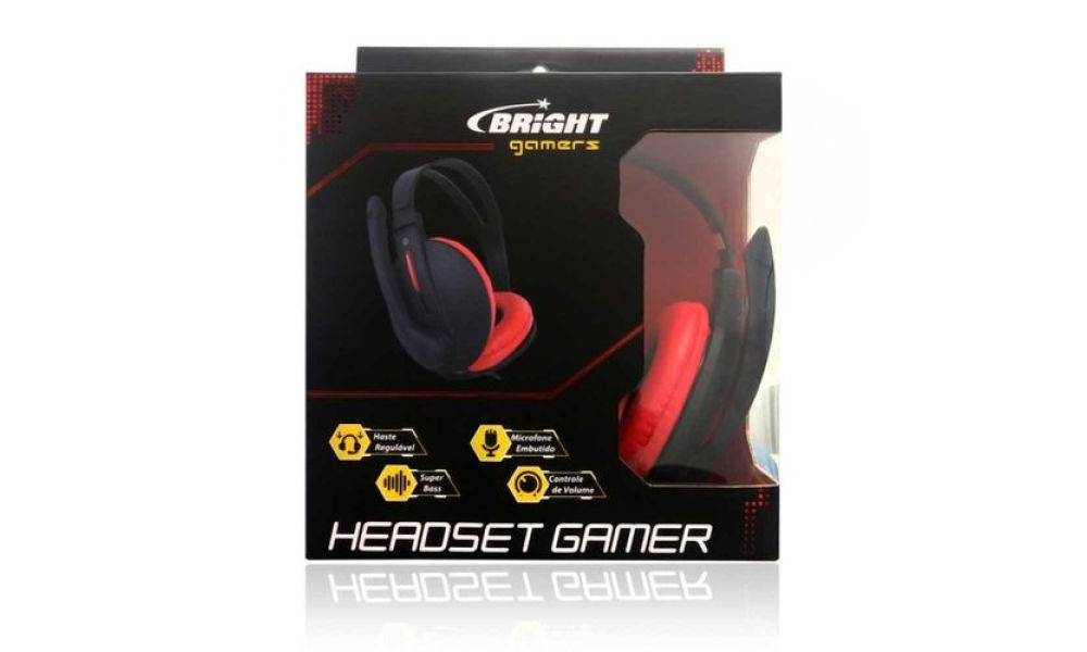 Headset Gamer Preto e Vermelho 0206 Bright