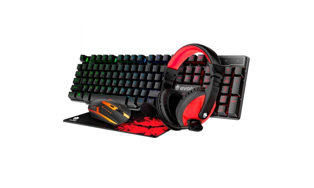 Kit Gamer Evolut Starter EG-51 Mouse Teclado Headset Mousepad