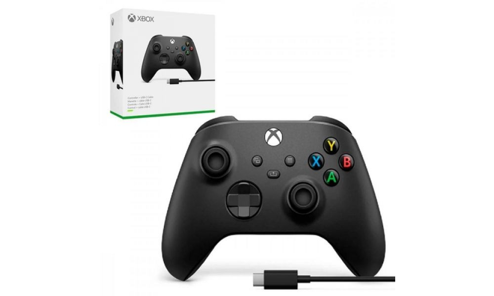 Controle de Xbox Carbon Black S/ Fio + Cabo USB