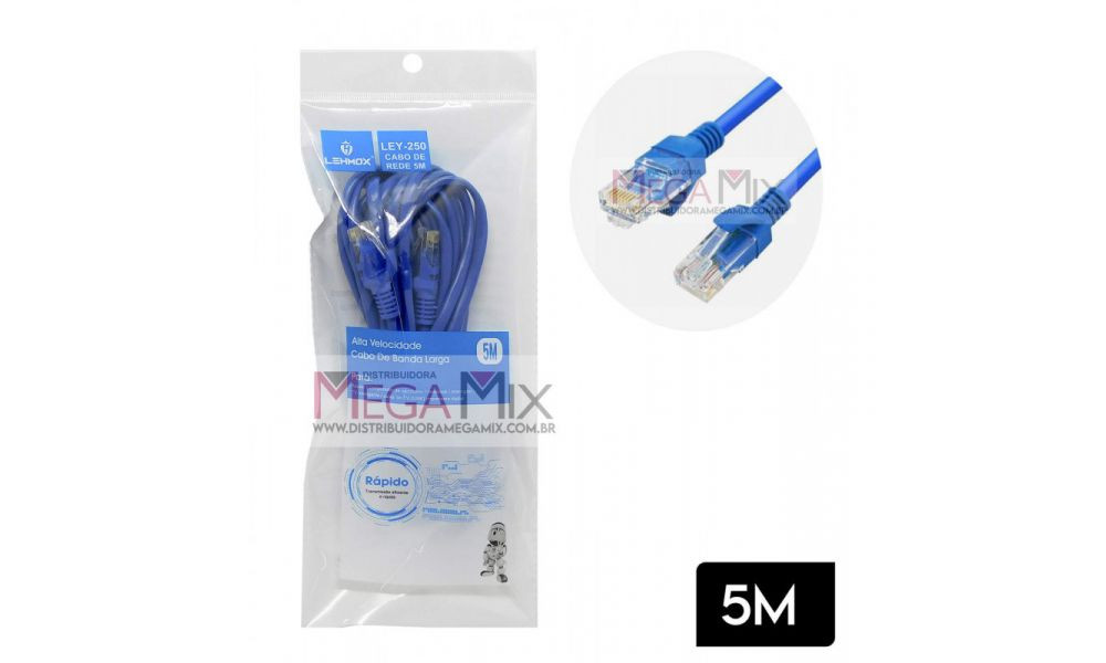 Cabo de Rede RJ45 5M Ley-250 - Lehmox