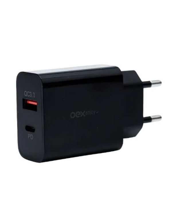 Carregador Oex de Tomada Usb + Tipo C CG206 Preto