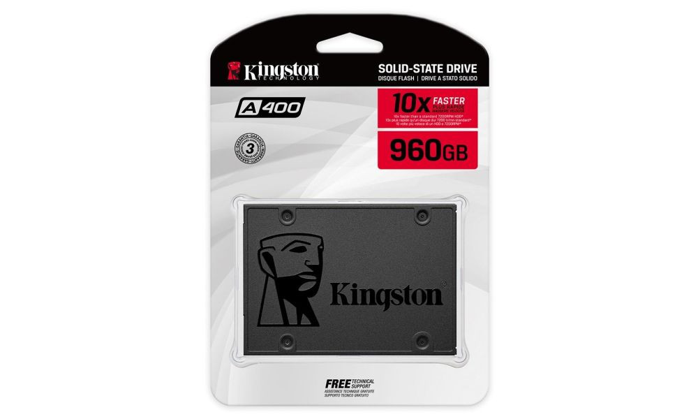 SSD SATA Kingston A400 960GB, 2.5, Leitura: 500MB/s e Gravação: 450MB/s, Preto - SA400S37/960G