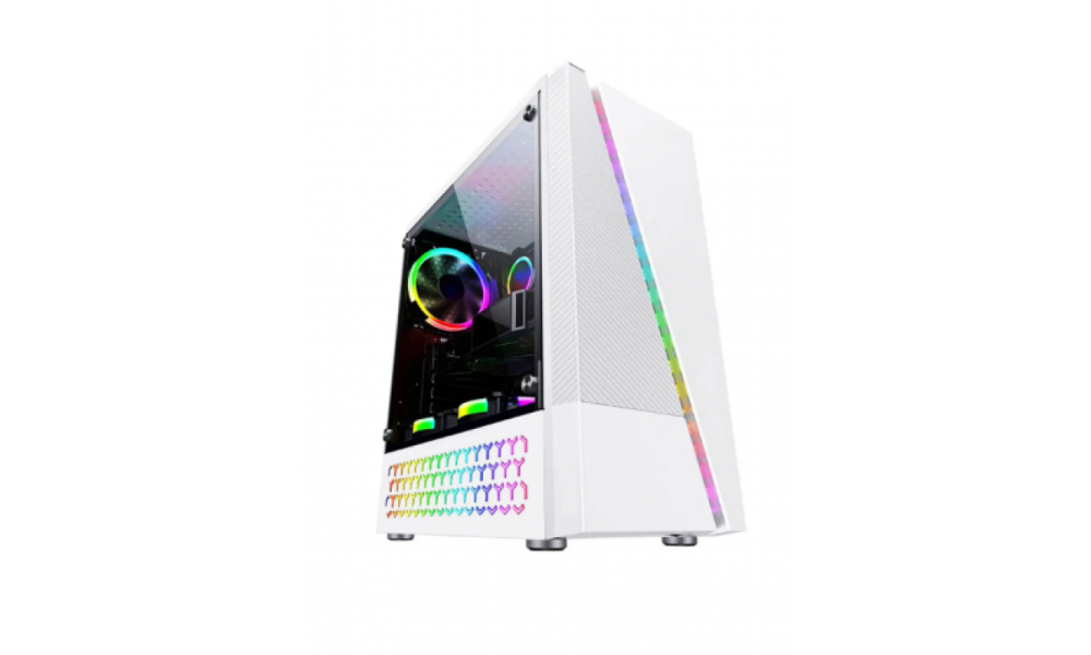 GABINETE GAMER BG-018 BRANCO BLUECASE - S/ FONTE / LED RGB / USB 3.0 FRONTAL  (VERIFICAR PRODUTO)