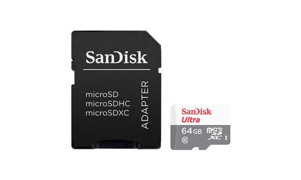 CARTAO DE MEMORIA SANDISK ULTRA, 64GB, CLASSE 10 MICRO SDXC e ADAPTADOR, SDSQUNR-064G-GN3MA