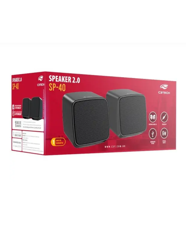 Caixa de Som Speaker 2.0 SP-40BK C3 TECH - C3TECH