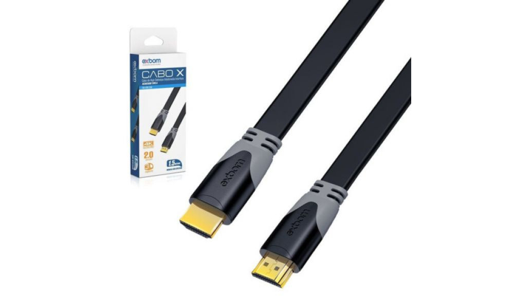 Cabo HDMI 2.0 Flat Com 1,5 Metros Exbom 03462- CBX-H2B15SM