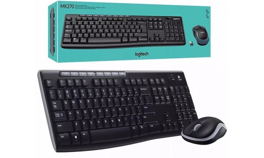 Kit Teclado e Mouse Logitech MK270 S/ Fio