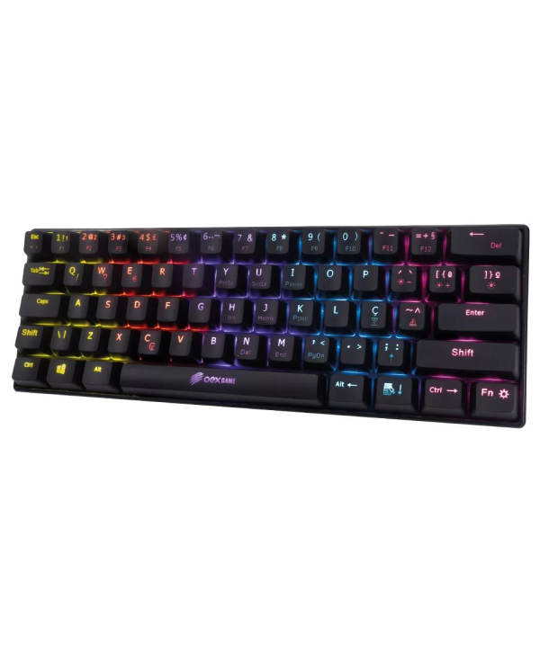 Teclado Mecânico Gamer OEX 60% Ziggy Tc607 – Com Macro e Led Rainbow – Switch Outemu Red – Abnt2