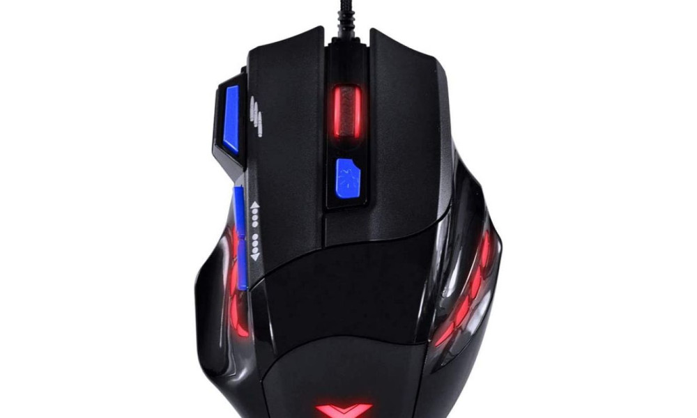 MOUSE VX GAMING BLACK WIDOW 2400 DPI AJUSTAVEL E 06 BOTÕES PRETO COM AZUL USB - GM104