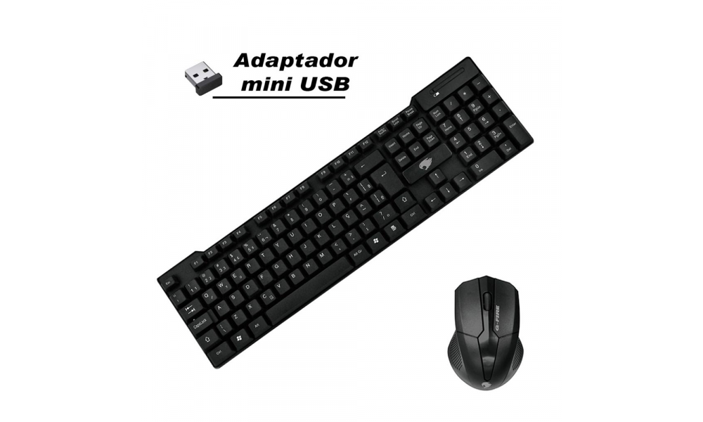 Kit Teclado e Mouse Pixxo KW192187 GFIRE Preto