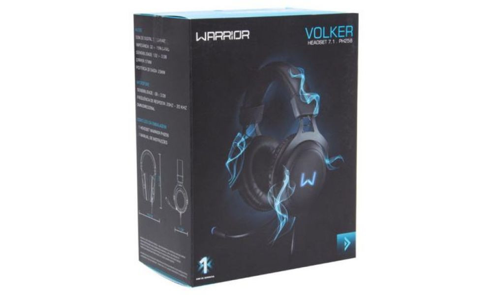 Headset Gamer Warrior Volker USB 7.1 3D Surround Sound Led Azul - PH258