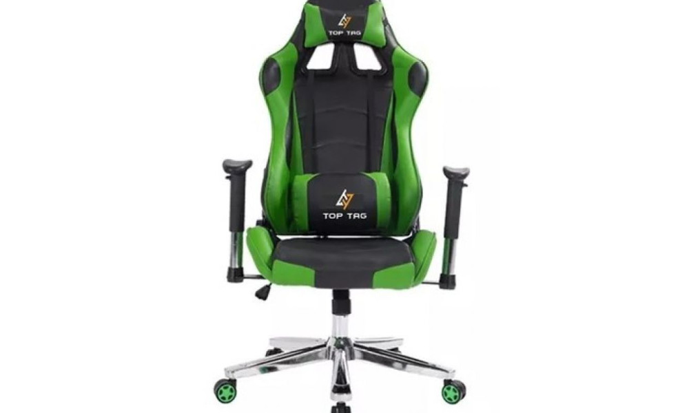 Cadeira Gamer Verde e Preto com Encosto HS9201 - TOP TAG