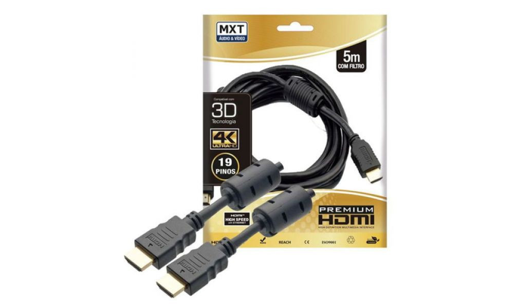 Cabo Hdmi Com Filtro 2.0 4K Ultra Hd Premium 5 Metros