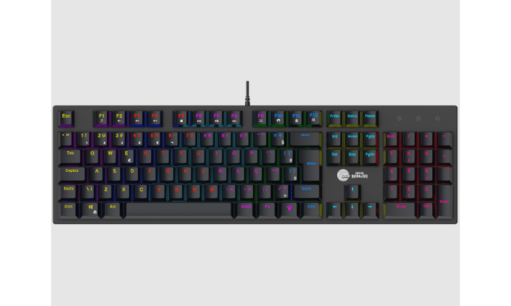 Teclado Mecânico Gamer Ninja Leap, Switch Blue, Rainbow, ABNT2, Black