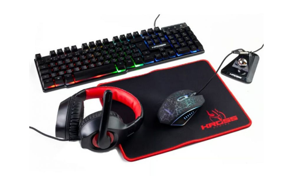 Combo Gamer Kross, Teclado, Mouse, Headset, Mouse Pad, Bungee - KE-GK5150